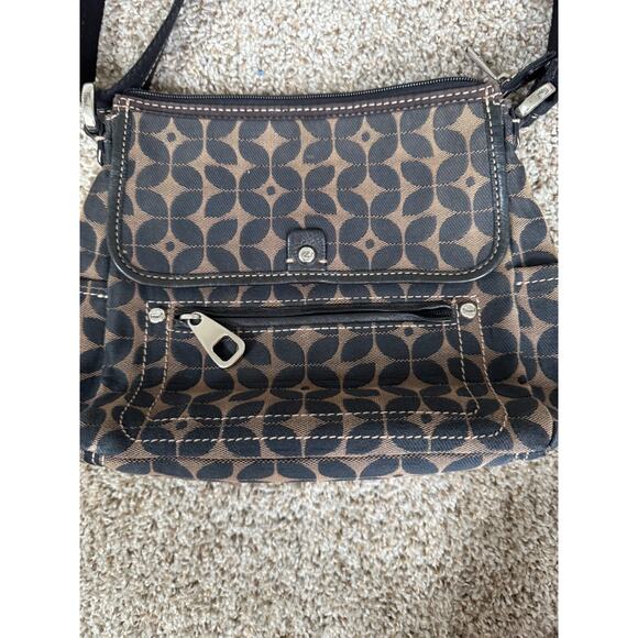 Fossil Marlow Crossbody shoulder bag messenger bag Canvas Leather Black Tan - Picture 14 of 14